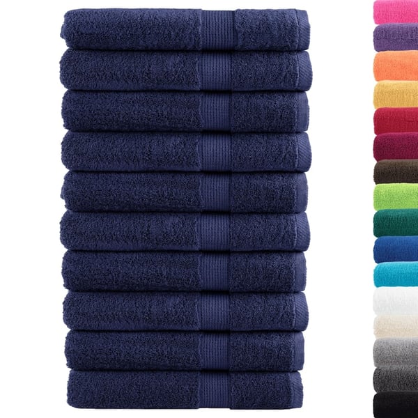 vidaXL Premium håndklær SOLUND 10 stk marineblå 100x200 cm 600gsm