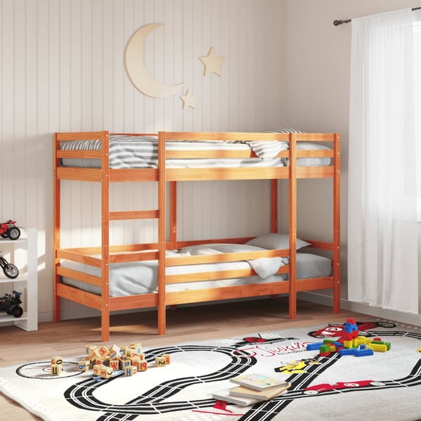 vidaXL køjeseng 90x190 cm massivt fyrretræ voksbrun
