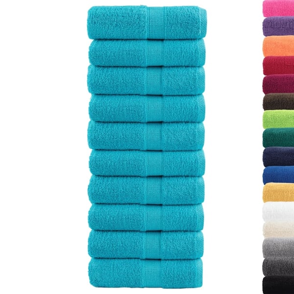 vidaXL Premium vaskehåndklær SOLUND 10 stk turkis 30x30 cm 600 gsm