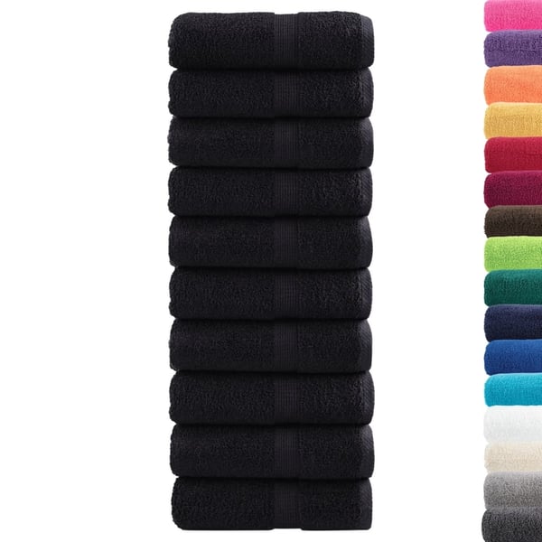 vidaXL Premium vaskehåndklær SOLUND 10 stk svart 30x30 cm 600 gsm