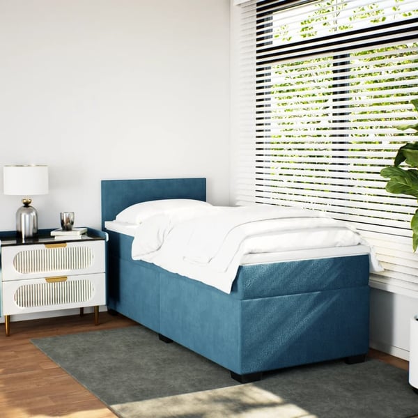vidaXL kontinentalseng med madras 100x200 cm fløjl mørkeblå