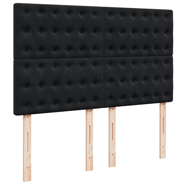 vidaXL kontinentalseng med madras 140x190 cm fløjl sort