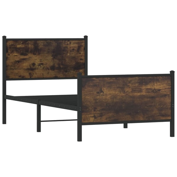 vidaXL Sengeramme i metall uten madrass røkt eik 90x190 cm