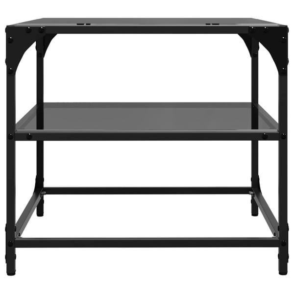 vidaXL sofaborde med sort glastop 2 stk 50x50x45 cm stål