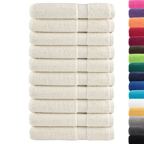 vidaXL Premium håndklær SOLUND 10 stk kremhvit 100x200cm 600g/m2