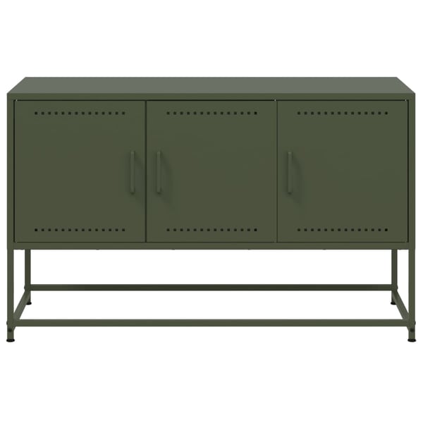 vidaXL tv-bord 100,5x39x60,5 cm stål olivengrøn