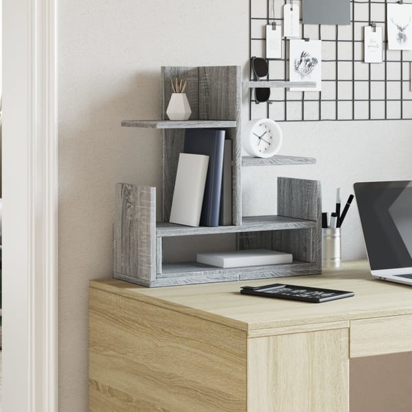 vidaXL hylde til skrivebord 49x20x52,5 cm konstrueret træ grå sonoma