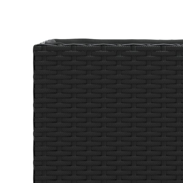 vidaXL plantekasse med hjul og 3 krukker 107x32x38 cm polyrattan sort