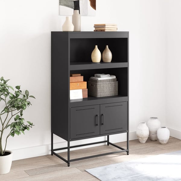 vidaXL Highboard svart 68,5x38,5x123,5 cm stål