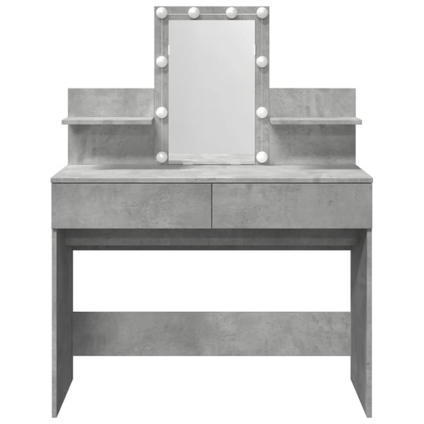 vidaXL Sminkebord med LED betonggrå 100x40x130 cm