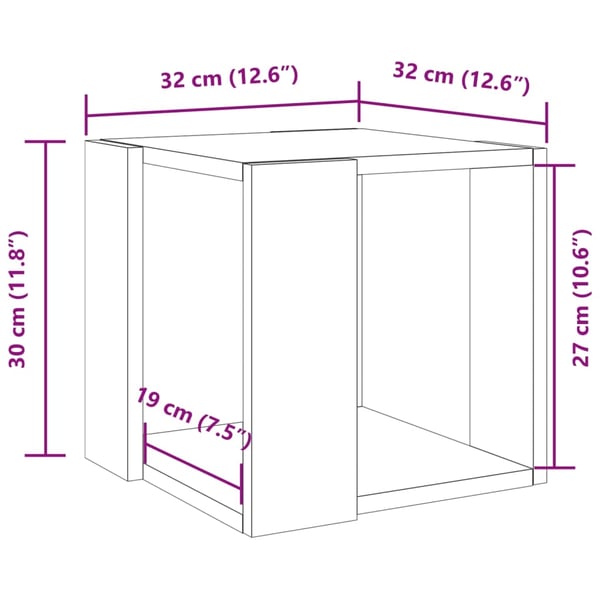vidaXL Salongbord røkt eik 32x32x30 cm konstruert tre