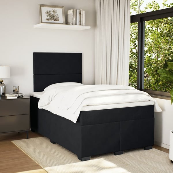vidaXL kontinentalseng med madras 120x190 cm velour sort