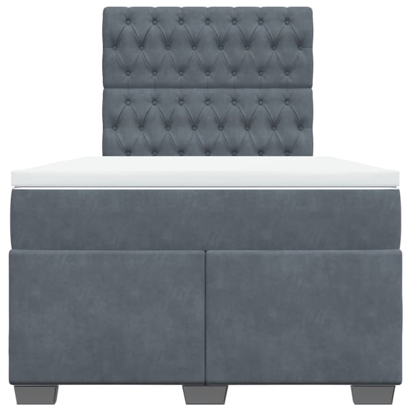 vidaXL Ramsäng med madrass mörkgrå 120x190 cm sammet