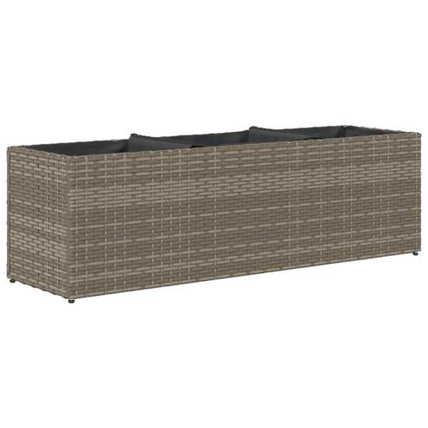 vidaXL Ulkokukkalaatikko 3 ruukulla harmaa 105x30x32 cm polyrottinki