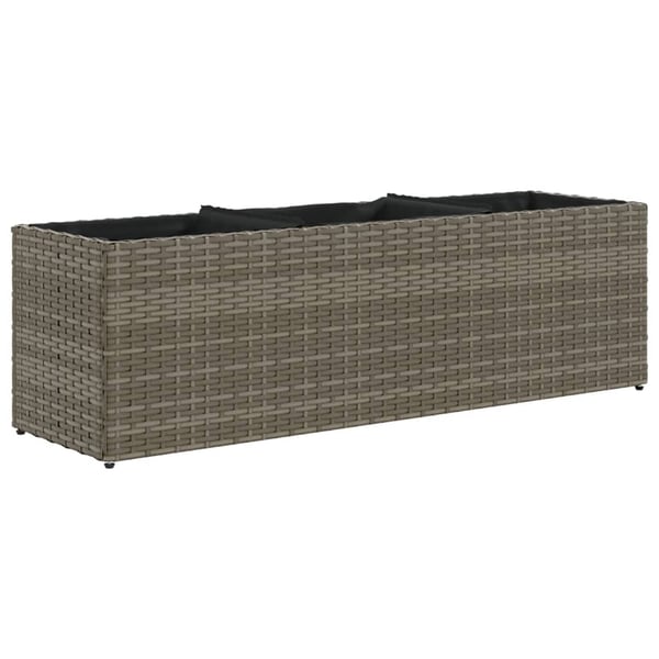 vidaXL Plantekasse med 3 potter grå 105x30x32 cm polyrotting
