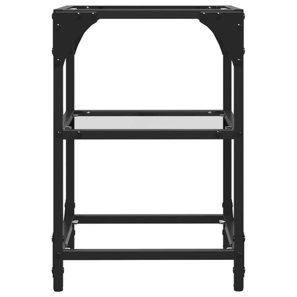 vidaXL Stablebord med gjennomsiktig glassplate 30x30x45 cm stål
