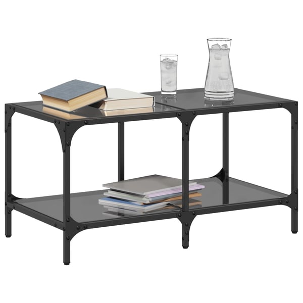 vidaXL sofabord med sort glastop 78,5x40x40 cm stål