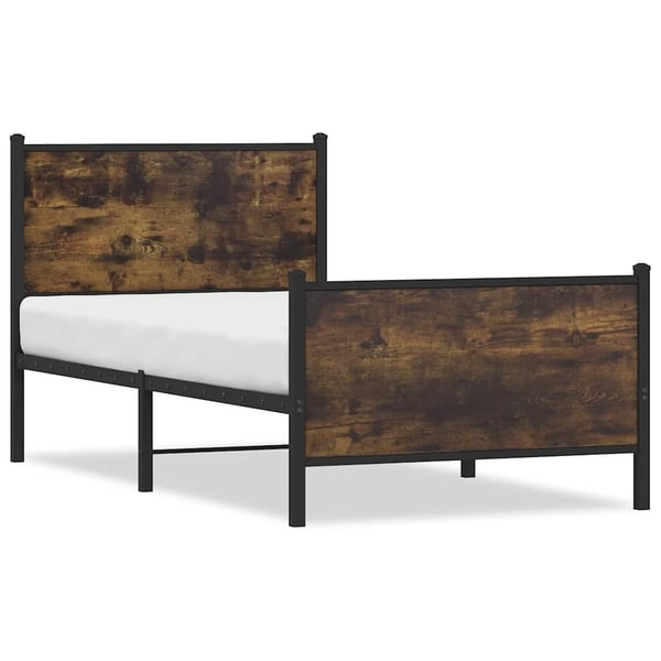 vidaXL Sengeramme i metall uten madrass røkt eik 80x200 cm