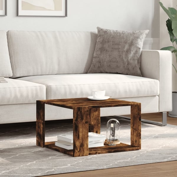 vidaXL Salongbord røkt eik 51,5x51,5x30 cm konstruert tre