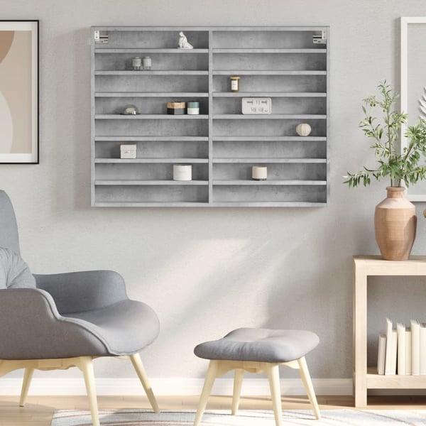 vidaXL Vitrineskap betonggrå 100x8,5x75 cm konstruert tre