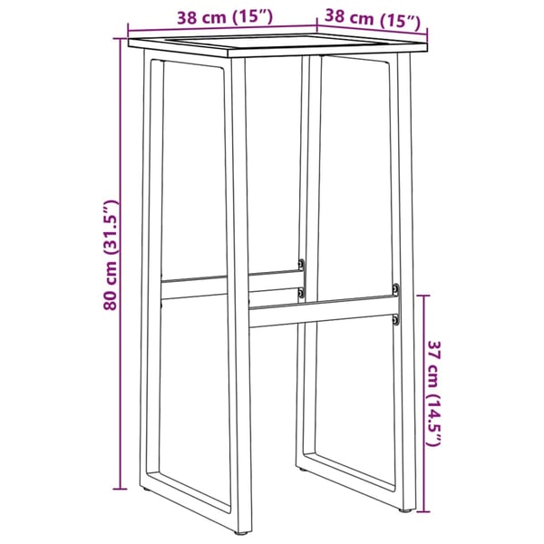 vidaXL Barkrakker 2 stk svart 38x38x80 cm pulverlakkert stål