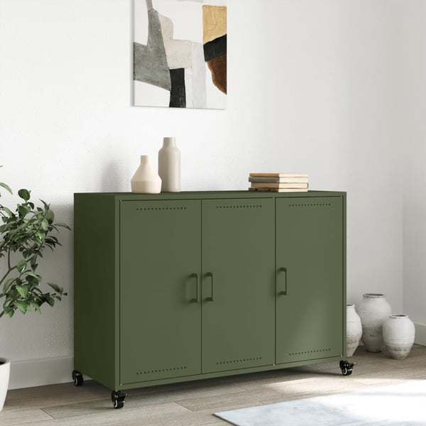 vidaXL Skjenk olivengrønn 100,5x39x72 cm stål
