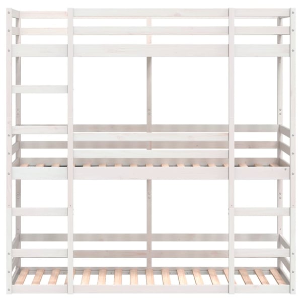 vidaXL Trippel køyeseng hvit 90x190 cm heltre furu