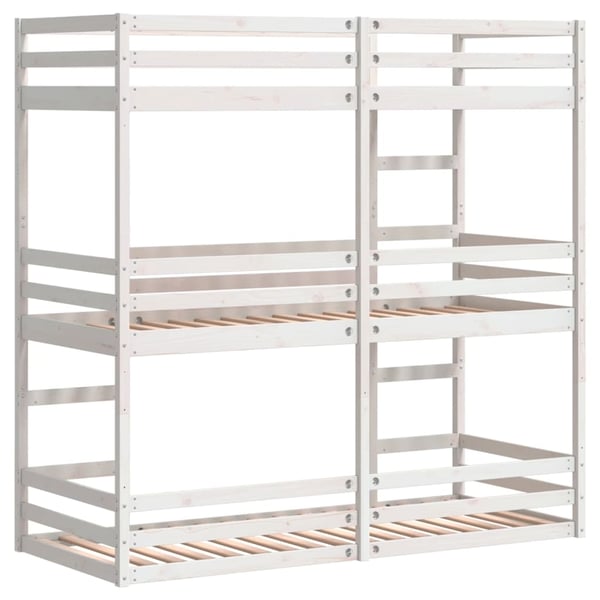 vidaXL Trippel køyeseng hvit 90x190 cm heltre furu