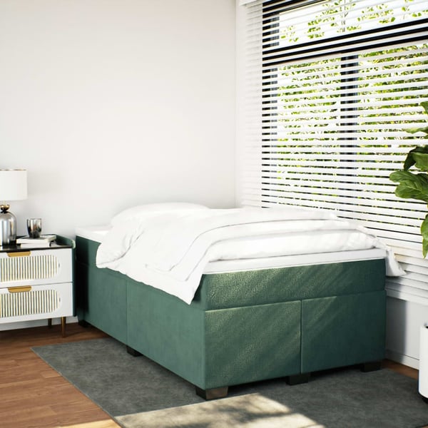 vidaXL kontinentalseng 120x200 cm fløjl mørkegrøn