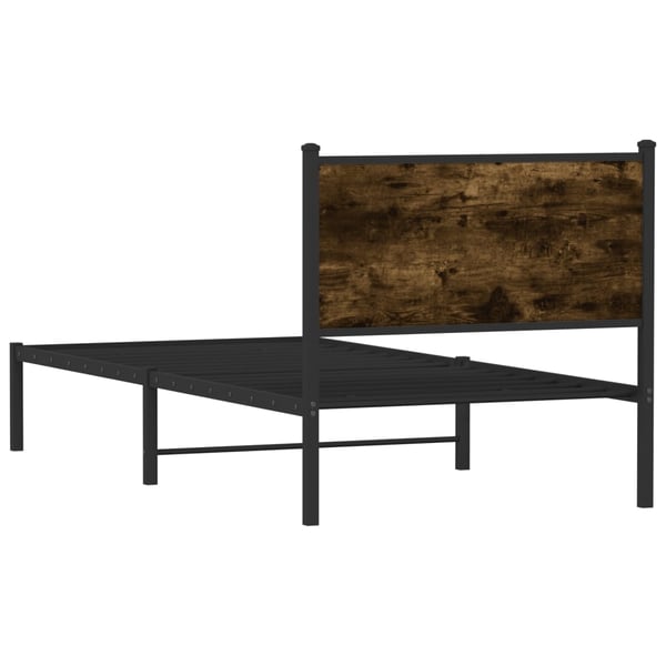 vidaXL Sengeramme i metall uten madrass røkt eik 90x190 cm