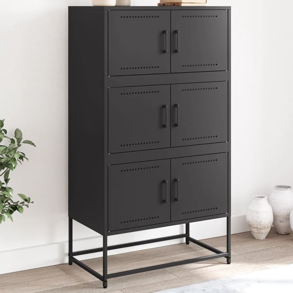 vidaXL skænk 68,5x38,5x123,5 cm stål sort