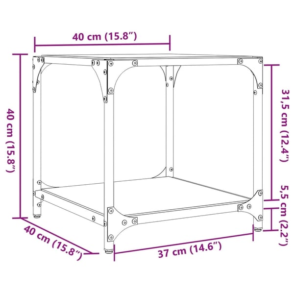 vidaXL Sofabord med gjennomsiktig glassplate 2 stk 40x40x40 cm stål