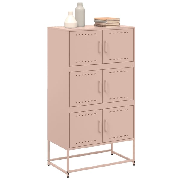vidaXL Skjenk rosa 68,5x38,5x123,5 cm stål