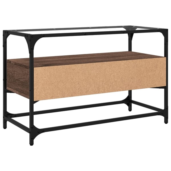 vidaXL TV-benk med glasstopp brun eik 80x35x51 cm konstruert tre