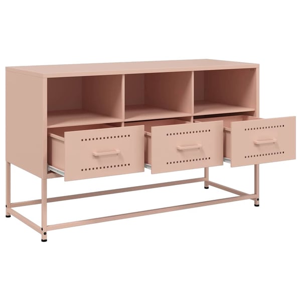 vidaXL tv-bord 100,5x39x60,5 cm stål lyserød