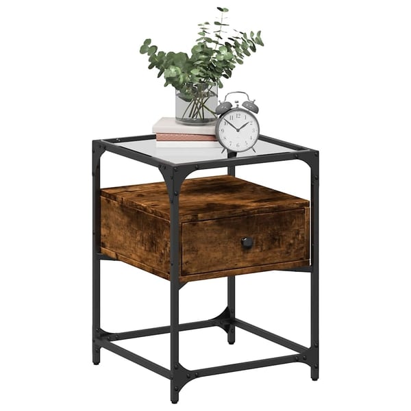 vidaXL Nattbord røkt eik 40x40x55 cm konstruert tre