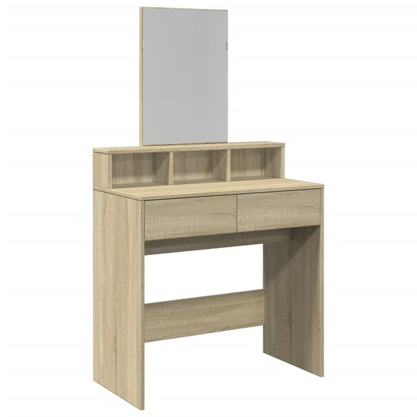 vidaXL Sminkebord med speil sonoma eik 80x41x144,5 cm