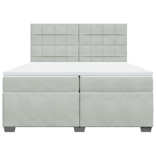 vidaXL kontinentalseng med madras 200x200 cm fløjl lysegrå