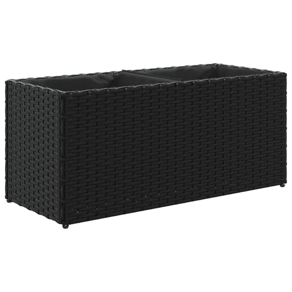 vidaXL Plantekasse med 2 potter svart 72x30x32 cm polyrotting
