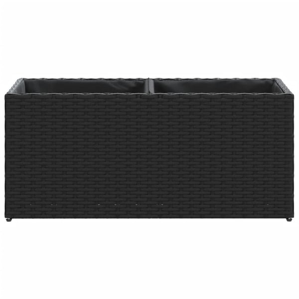 vidaXL Ulkokukkalaatikko 2 ruukulla musta 72x30x32 cm polyrottinki