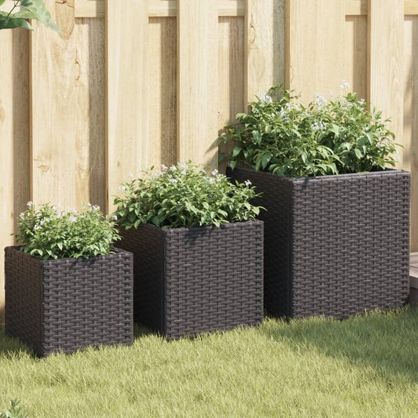 vidaXL plantekasser 3 stk. polyrattan sort