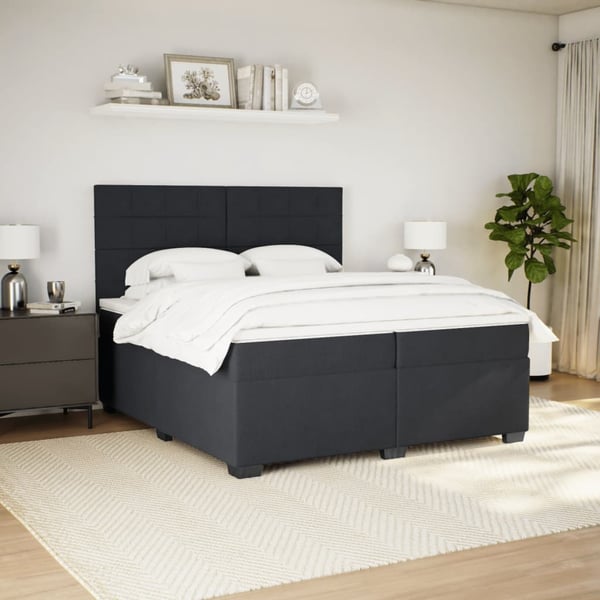 vidaXL kontinentalseng med madras 200x200 cm fløjl sort