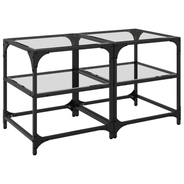vidaXL Sofabord med gjennomsiktig glassplate 2 stk 40x40x45 cm stål