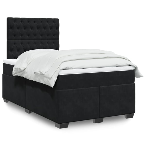 vidaXL kontinentalseng med madras 120x190 cm velour sort