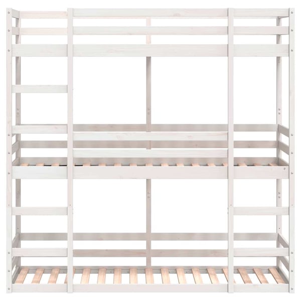 vidaXL Trippel køyeseng hvit 90x200 cm heltre furu