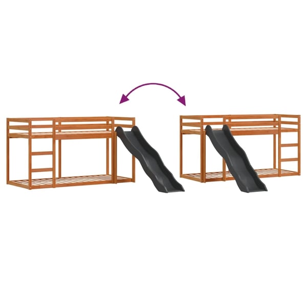 vidaXL køjeseng med rutsjebane og stige 90x200 cm massivt fyrretræ