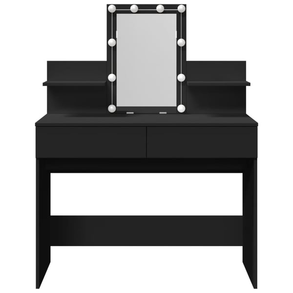vidaXL makeupbord med LED-lys 100x40x130 cm sort