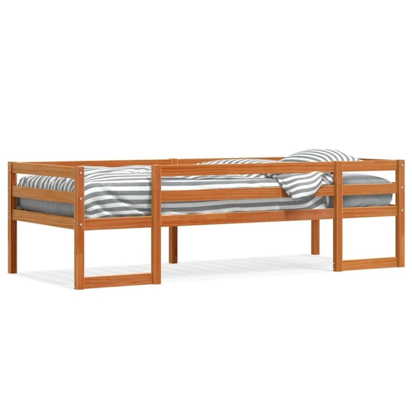 vidaXL Sengeramme for barn voksbrun 90x200 cm heltre furu