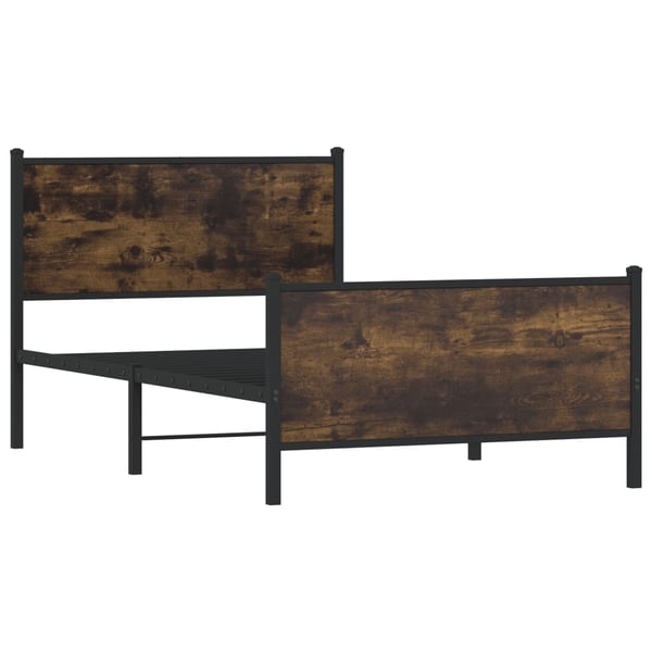 vidaXL Sengeramme i metall uten madrass røkt eik 107x203 cm