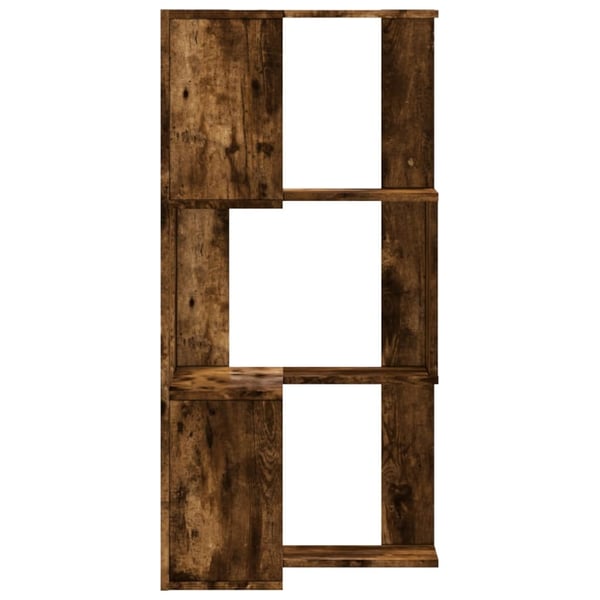 vidaXL Bokhylle hjørne 3 etasjer røkt eik 50x50x102 cm konstruert tre
